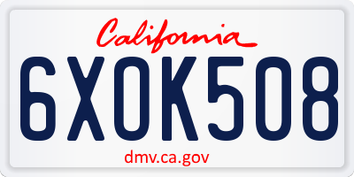 CA license plate 6XOK508