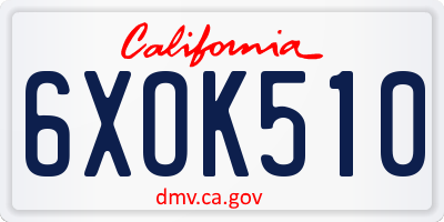 CA license plate 6XOK510