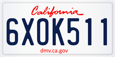 CA license plate 6XOK511