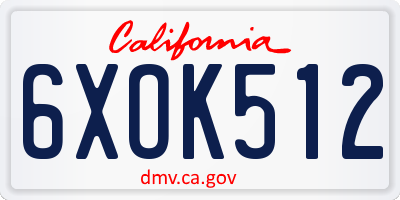 CA license plate 6XOK512