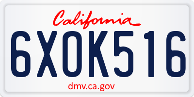 CA license plate 6XOK516