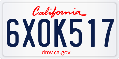 CA license plate 6XOK517