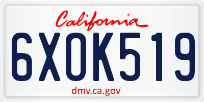 CA license plate 6XOK519