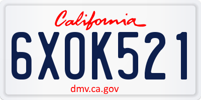 CA license plate 6XOK521