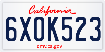CA license plate 6XOK523
