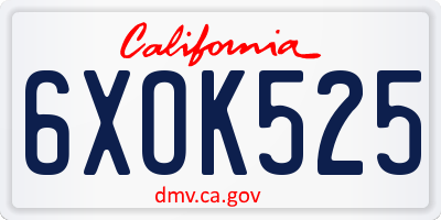 CA license plate 6XOK525