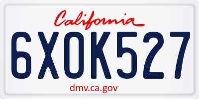 CA license plate 6XOK527