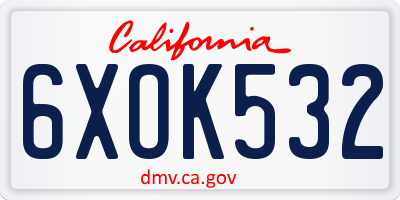 CA license plate 6XOK532