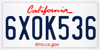 CA license plate 6XOK536