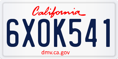 CA license plate 6XOK541