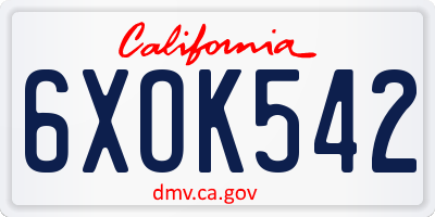 CA license plate 6XOK542