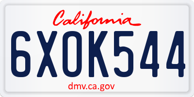 CA license plate 6XOK544
