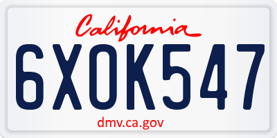 CA license plate 6XOK547