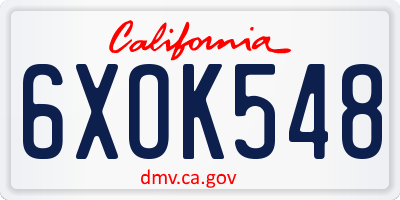 CA license plate 6XOK548