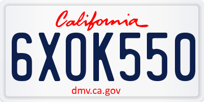 CA license plate 6XOK550