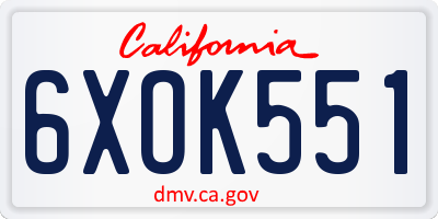 CA license plate 6XOK551