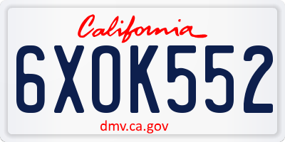 CA license plate 6XOK552