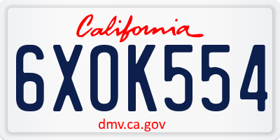 CA license plate 6XOK554