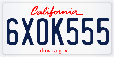 CA license plate 6XOK555