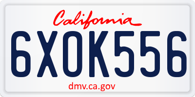 CA license plate 6XOK556