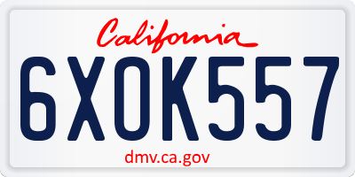 CA license plate 6XOK557