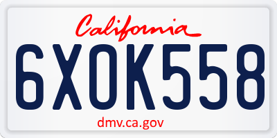 CA license plate 6XOK558