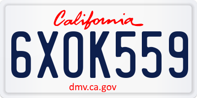 CA license plate 6XOK559