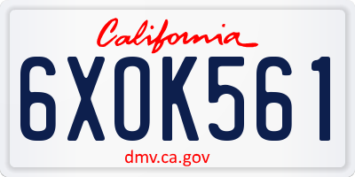 CA license plate 6XOK561