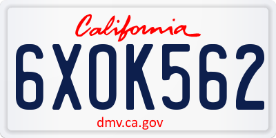 CA license plate 6XOK562