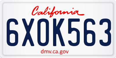 CA license plate 6XOK563