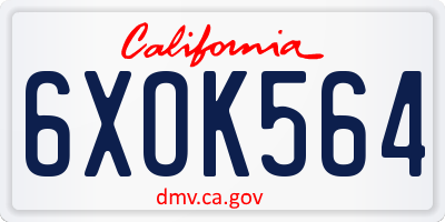 CA license plate 6XOK564