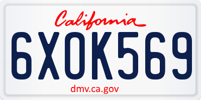 CA license plate 6XOK569