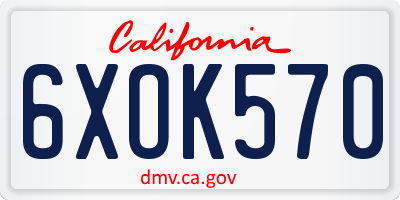 CA license plate 6XOK570