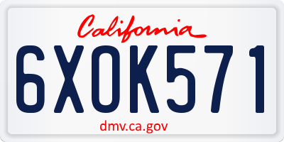 CA license plate 6XOK571