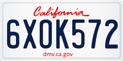 CA license plate 6XOK572