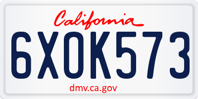 CA license plate 6XOK573