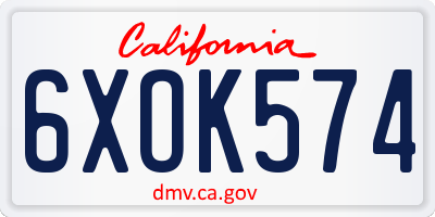 CA license plate 6XOK574