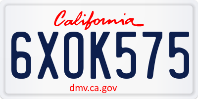 CA license plate 6XOK575