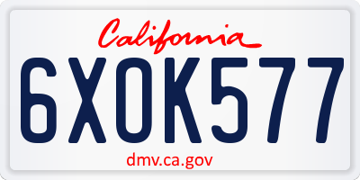 CA license plate 6XOK577
