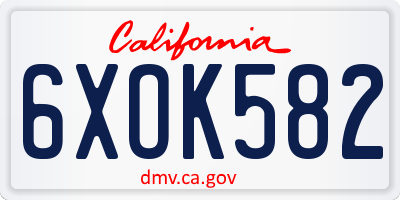 CA license plate 6XOK582