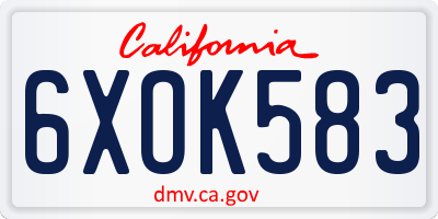 CA license plate 6XOK583