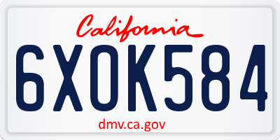 CA license plate 6XOK584