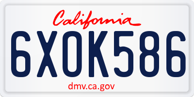 CA license plate 6XOK586