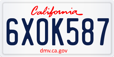 CA license plate 6XOK587