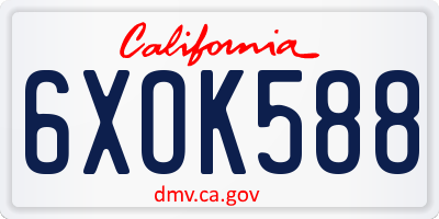 CA license plate 6XOK588
