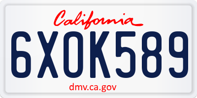 CA license plate 6XOK589