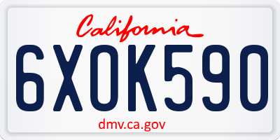 CA license plate 6XOK590
