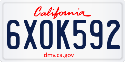 CA license plate 6XOK592