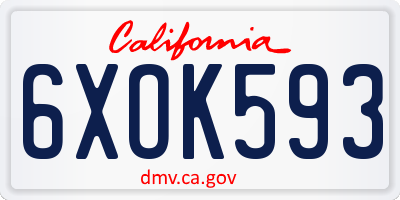 CA license plate 6XOK593