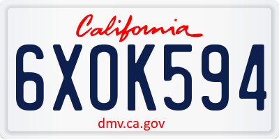 CA license plate 6XOK594